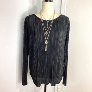 GIULIANA BLACK LABEL WOMAN PLUS 2X BLACK PLEATED BLOUSE TUNIC